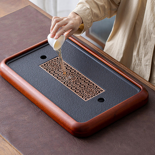 新款实木茶托盘家用茶盘石板干泡盘茶台沥水功夫茶具小型功夫茶海