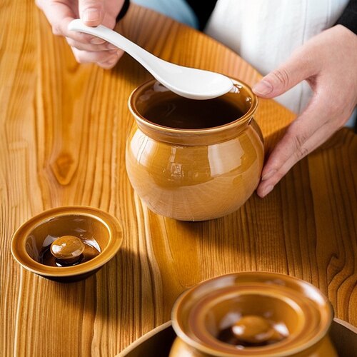 瓦罐炖盅隔水炖一人食蒸蛋炖罐带盖汤罐中式简约炖盅加厚创意中式