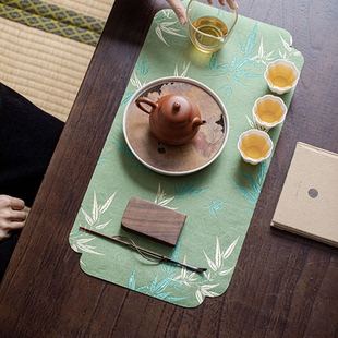 茶席双面茶具吸水中式茶巾防水茶桌干泡茶垫桌垫垫子布艺杯垫茶台
