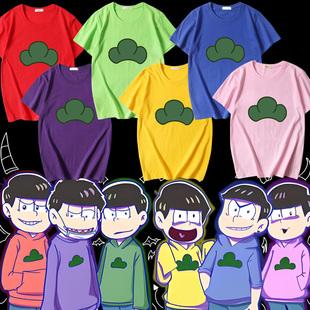 阿松先生短袖纯棉t恤松野十四松小野cosplay衣服夏季男女款体恤衫