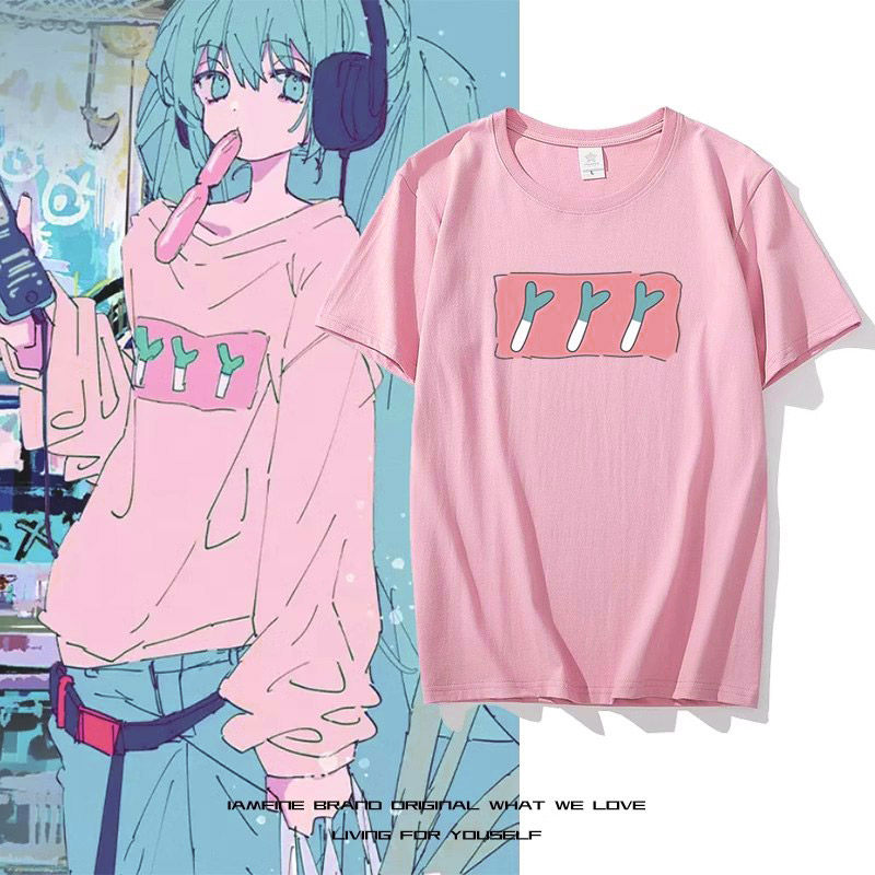 初音miku联名同款短袖二次元葱娘甩葱歌T恤动漫cos衣服夏纯棉上衣