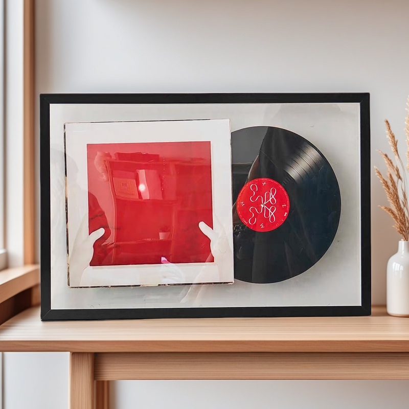 肖战黑胶唱片双面透明装裱相框CD专辑收纳框实木挂墙展示架无损