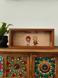 泡泡玛特小野小王子盲盒收纳盒展示框立体带灯串圆点胶玻璃可挂墙