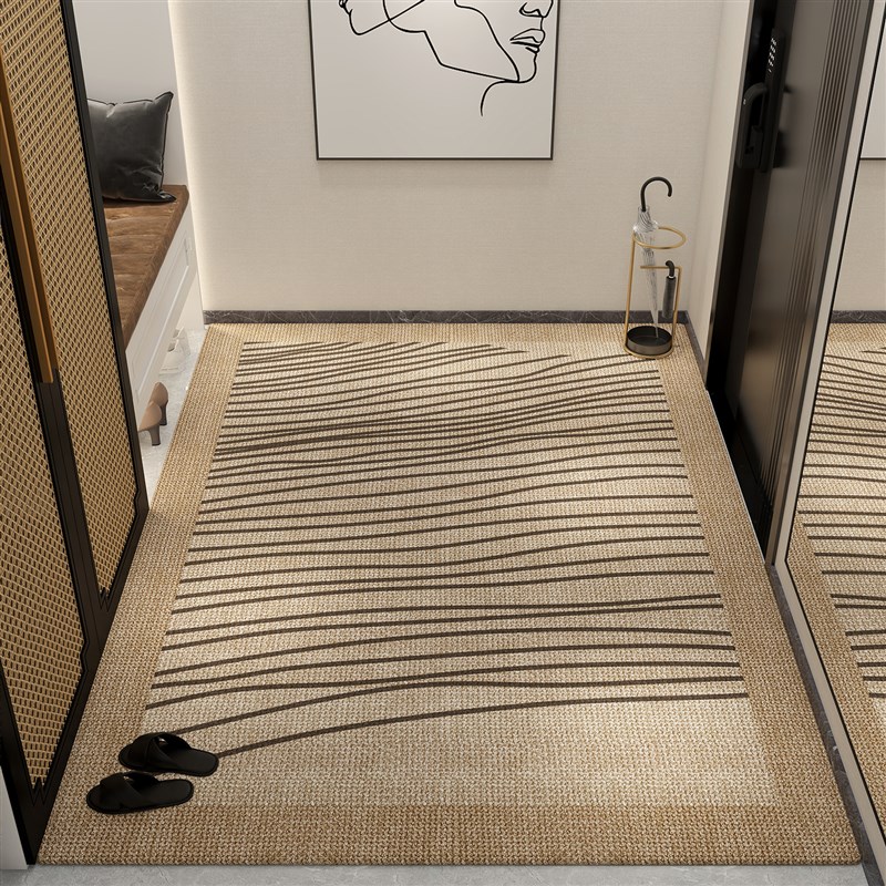 入户地垫纯色奶油风家用地毯门垫进门大门口玄关R脚垫客厅垫可裁