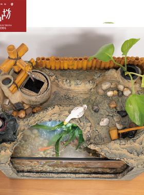 匠心坊桌面景观j流水小鱼缸客厅办公桌创意造景喷泉装饰摆件