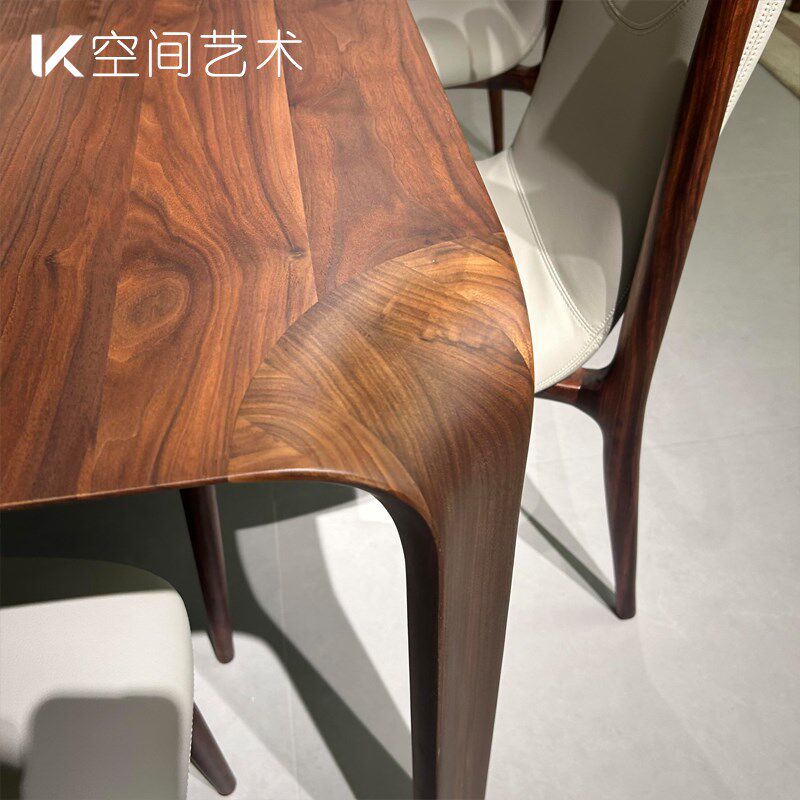 北美黑胡桃木餐桌全实木大板餐桌椅组合意式极Q简风高级感饭厅饭