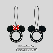 可爱黑色米奇米妮硅胶手机挂绳短款 指环绳扣u盘挂饰挂件潮 情侣款