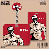 肌肉卡通人物卡套校园卡羊城通电梯卡胸卡工牌厂牌双面横款 可伸缩