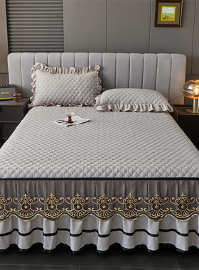 2025新款防滑床笠三件套夹棉床罩带花边防滑床垫套床单可拆卸床裙