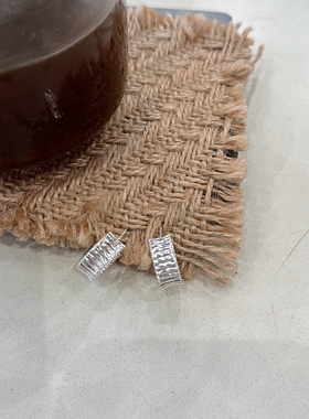 「Fchic」无性别韩国通体925纯银小众弧形阶梯设计感齿轮耳圈耳环