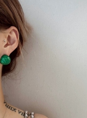 埃及艳后的眼影 小众复古手工珐琅滴釉圆球夸张耳环冷淡耳饰包邮