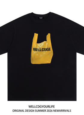 WE11DONE CDG小众潮牌休闲购物袋印花男女情侣高街宽松短袖T恤夏