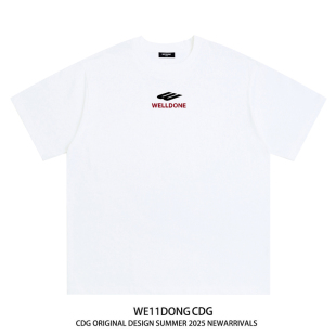 短袖 WE11DONE 宽松男女情侣白色纯棉半袖 夏季 T恤 CDG小众高街美式