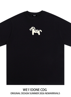WE11DONE CDG美式潮牌WELLDONE小马印花男女重磅宽松纯棉短袖t恤