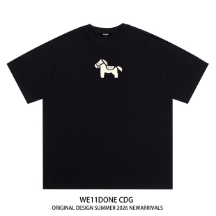 t恤 潮牌WELLDONE小马印花男女重磅宽松纯棉短袖 WE11DONE CDG美式