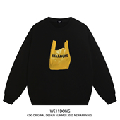 WE11DONE CDG美式 高街WELLDONE购物袋印花男女宽松加绒圆领卫衣潮