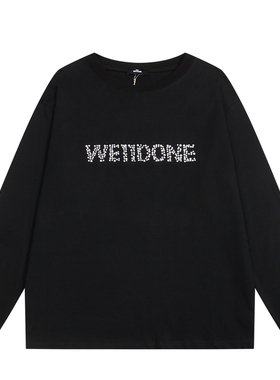 DORA WE11DONE赵露思珍珠烫钻长袖T恤男女宽松welldone打底衫上衣