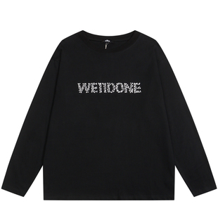 DORA WE11DONE赵露思珍珠烫钻长袖T恤男女宽松welldone打底衫上衣