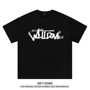 男女宽松休闲纯棉短袖 小众潮牌字母涂鸦半袖 T恤 CDG美式 WE11DONE
