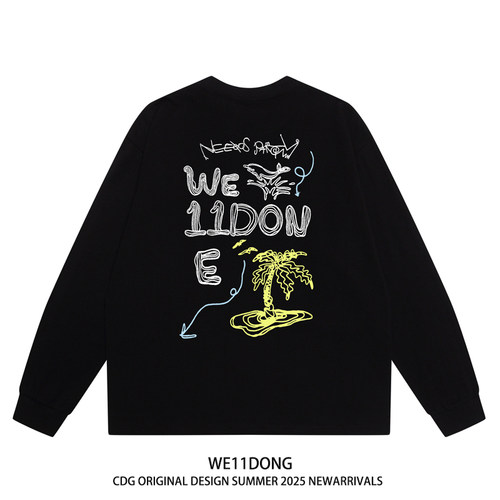 WE11DONE涂鸦印花纯棉长袖t恤