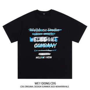 WE11DONE T恤 CDG小众潮牌涂鸦字母WELLDONE印花宽松纯棉男女短袖