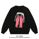 WE11DONE CDG小众潮牌Justinbieber同款卡通印花宽松加绒圆领卫衣