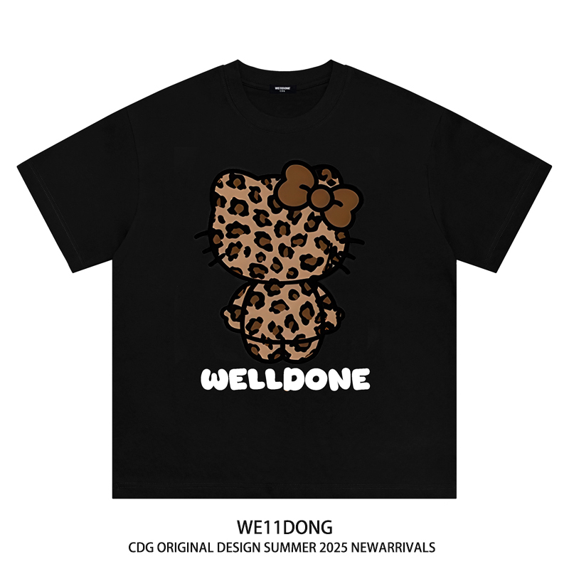 WE11DONE豹纹HelloKitty短袖t恤