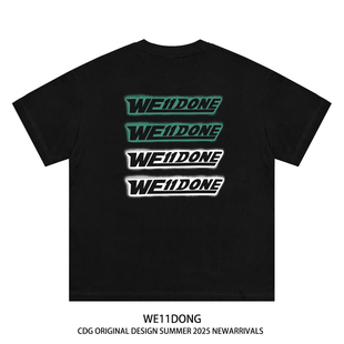 T恤 WELLDONE男女宽松纯棉短袖 WE11DONE CDG潮牌弹幕字母印花半袖