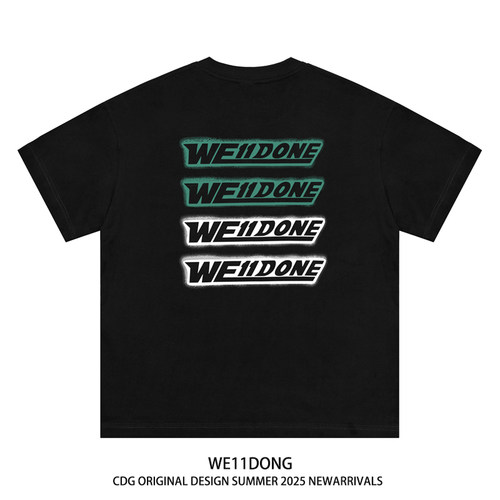 WE11DONE弹幕字母印花短袖T恤