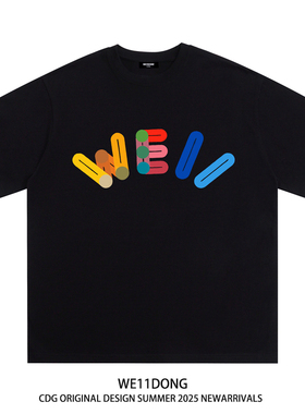 WE11DONE CDG美式复古彩色字母印花潮牌重磅宽松男女纯棉短袖T恤
