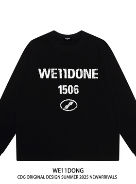 WE11DONE CDG潮牌明星同款裂纹字母印花男女宽松重磅纯棉长袖t恤