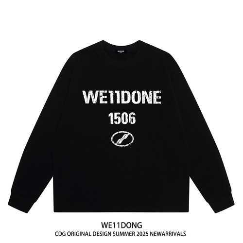 WE11DONE裂纹字母纯棉长袖t恤
