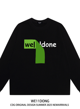WE11DONE CDG潮牌WELLDONE字母印花高街宽松纯棉长袖T恤打底衫秋