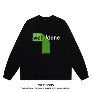 秋 T恤打底衫 WE11DONE CDG潮牌WELLDONE字母印花高街宽松纯棉长袖