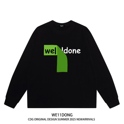WE11DONE CDG潮牌WELLDONE字母印花高街宽松纯棉长袖T恤打底衫秋