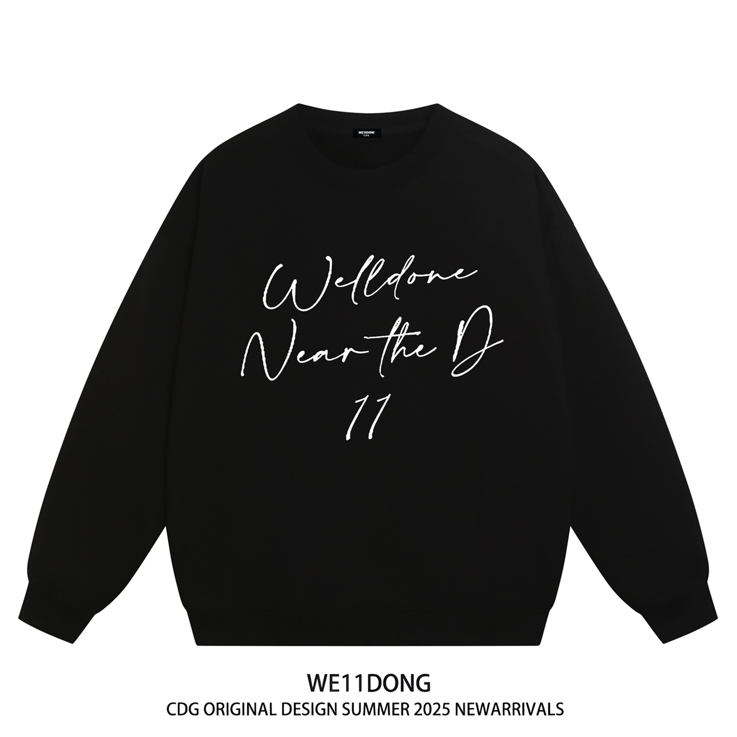 WE11DONE重磅宽松加绒圆领卫衣