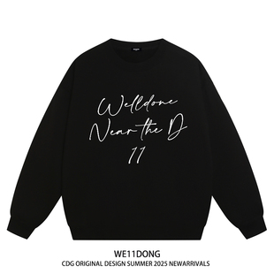 WE11DONE 高街字母WELLDONE男女重磅宽松加绒圆领卫衣 CDG潮牌美式