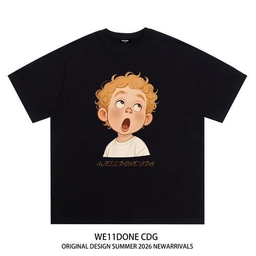 WE11DONECDG卡通男孩短袖t恤