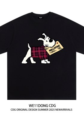 WE11DONE CDG小众潮牌趣味小狗印花短袖T恤男女宽松百搭半袖上衣