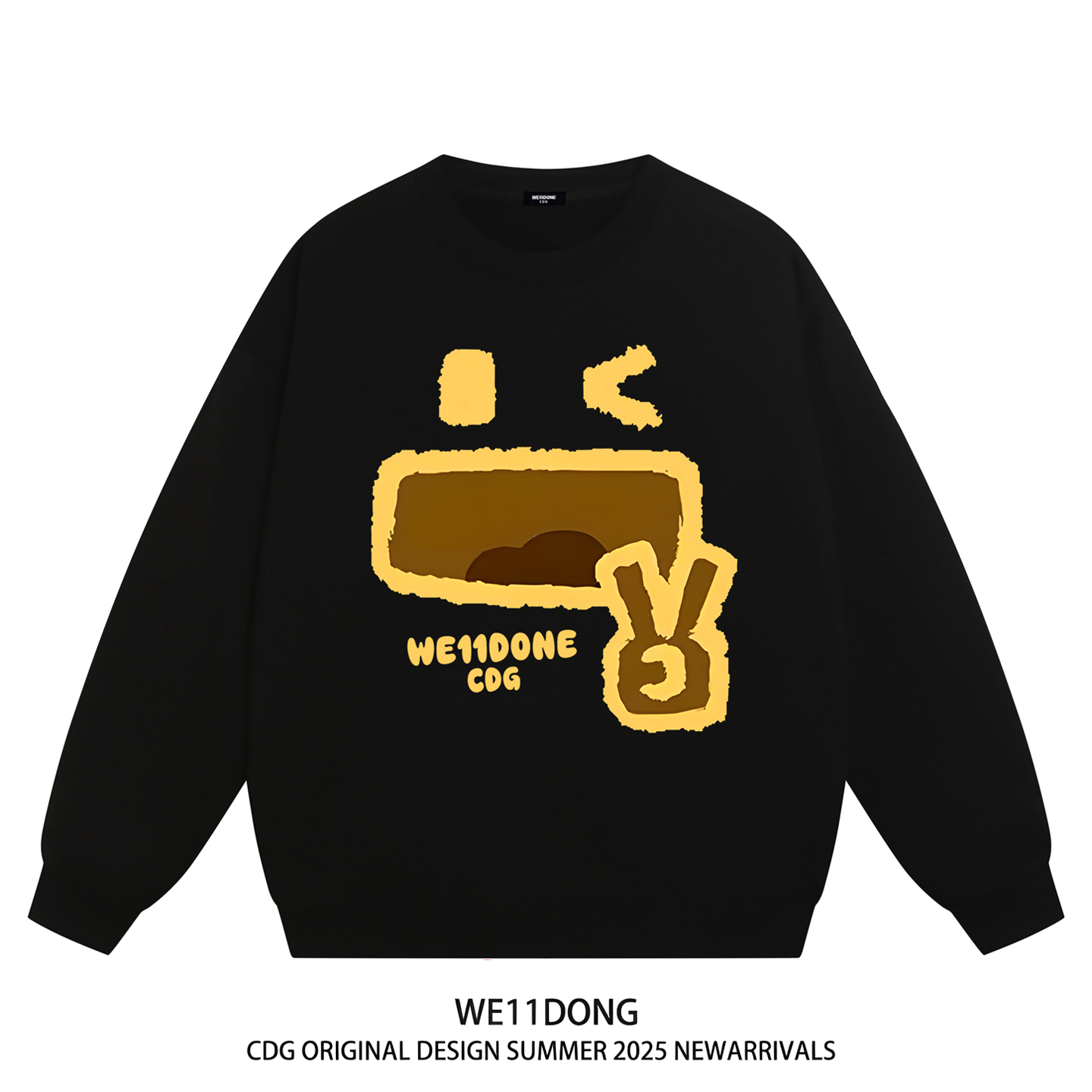 WE11DONE卡通比耶表情圆领卫衣