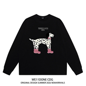 长袖 WE11DONE CDG小众潮牌斑点狗狗印花宽松百搭纯棉打底衫 t恤潮