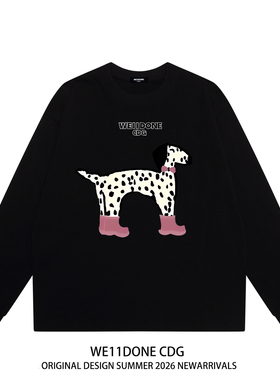 WE11DONE CDG小众潮牌斑点狗狗印花宽松百搭纯棉打底衫长袖t恤潮
