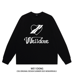 T恤打底衫 WE11DONE CDG小众潮牌ins爱心字母印花男女宽松纯棉长袖