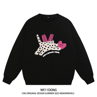 宽松加绒圆领卫衣 猫咪男女情侣装 WE11DONE CDG小众潮牌虞书欣同款