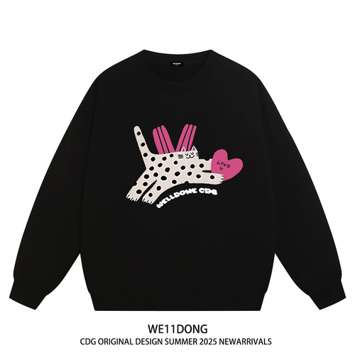 WE11DONE虞书欣同款猫咪圆领卫衣