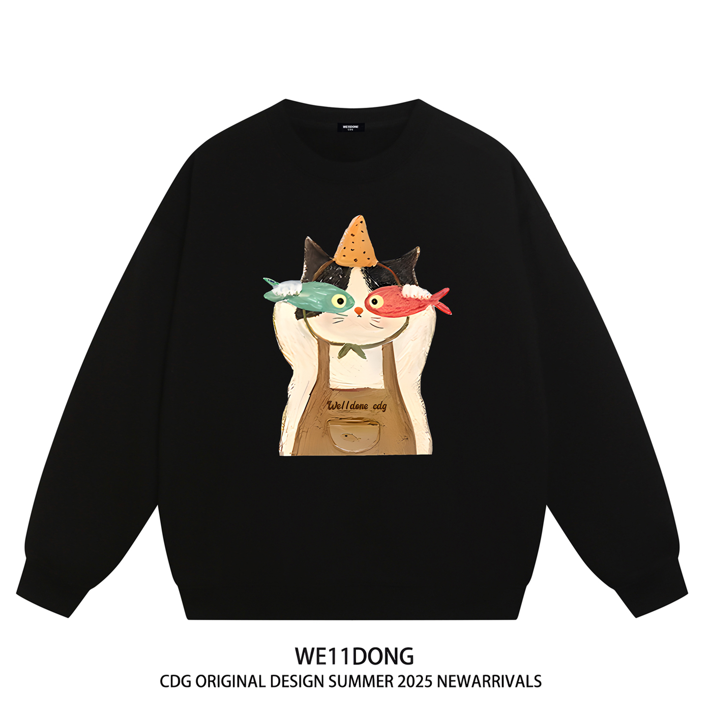 WE11DONE重磅宽松加绒圆领卫衣