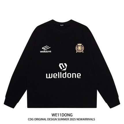 WE11DONE CDG小众潮牌美式高街WELLDONE重磅宽松纯棉长袖T恤男女