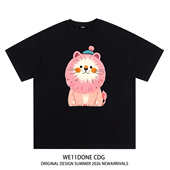 潮牌WELLDONE卡通狮子男女重磅宽松纯棉短袖 WE11DONE CDG美式 t恤
