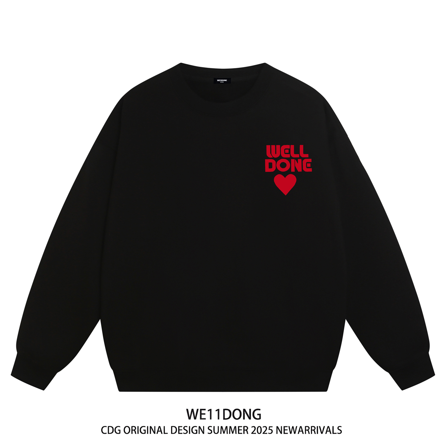 WE11DONE重磅宽松加绒圆领卫衣