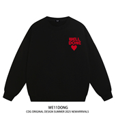 WE11DONE CDG美式 潮牌爱心WELLDONE男女重磅宽松秋冬加绒圆领卫衣